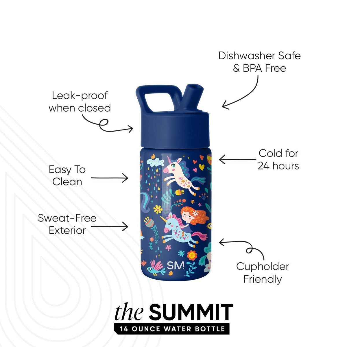 Summit Kids Water Bottle with Straw Lid