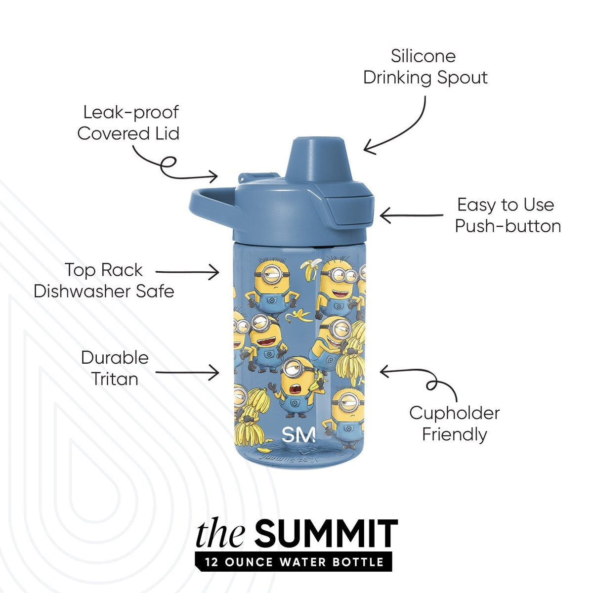 Summit Kids Plastic Water Bottle with Simple Flip Straw Lid