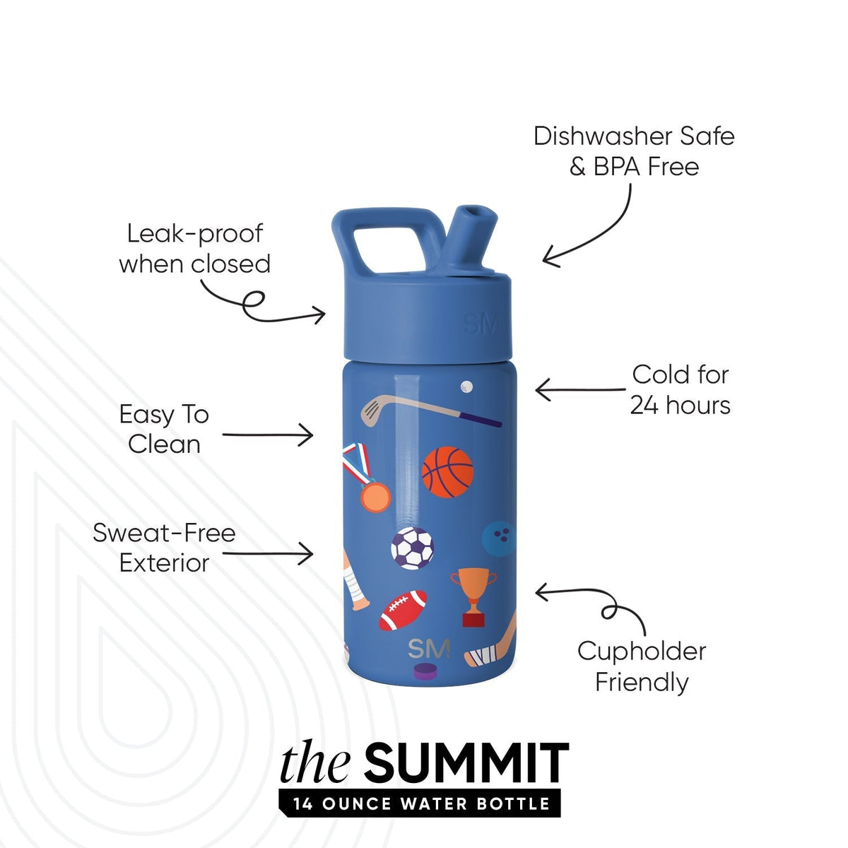 Summit Kids Water Bottle with Straw Lid