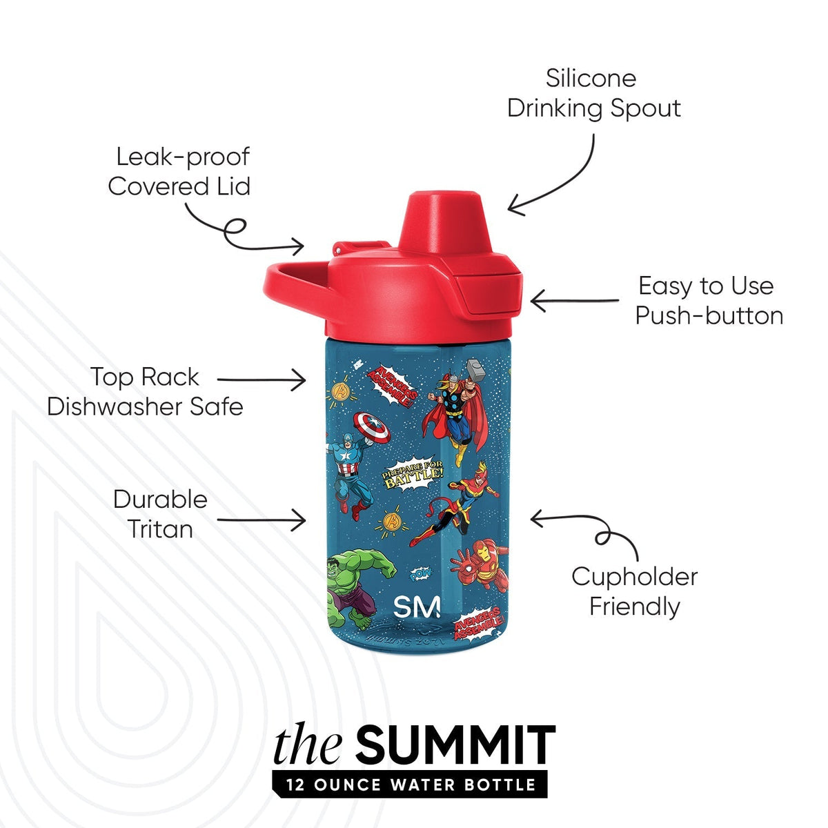 Summit Kids Plastic Water Bottle with Simple Flip Straw Lid